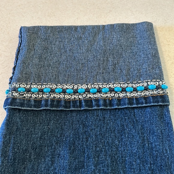 DH2 by Diane Gilman Embellished Beaded Belted Cuffed Jeans 14P 💙🩵 STUNNING! - Picture 10 of 15